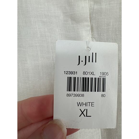 J Jill Pants Womens XL White Linen Ankle Pull On Pockets Beach Lagenlook Coastal - Picture 5 of 12
